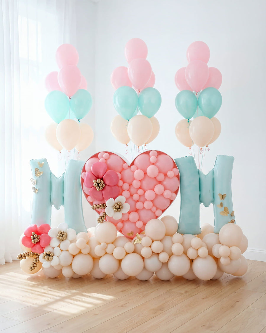 Decoración con globos para revelación de género en Lima — Peru Balloons