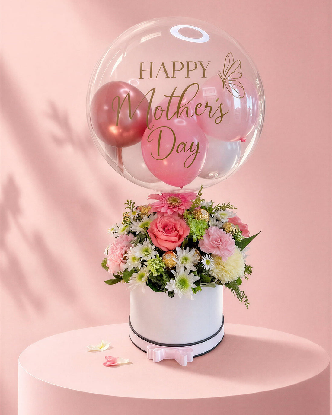 Caja floral y globos para regalar el Día de la Madre en Lima — Peru Balloons