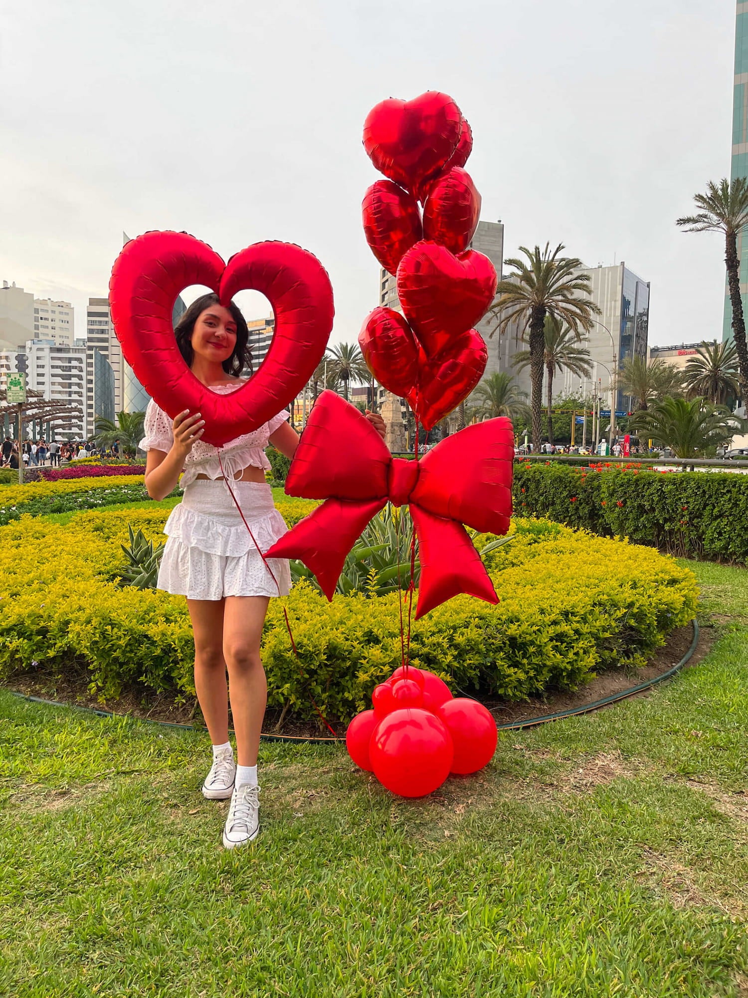 Bouquet de globos con helio + globo corazón gigante