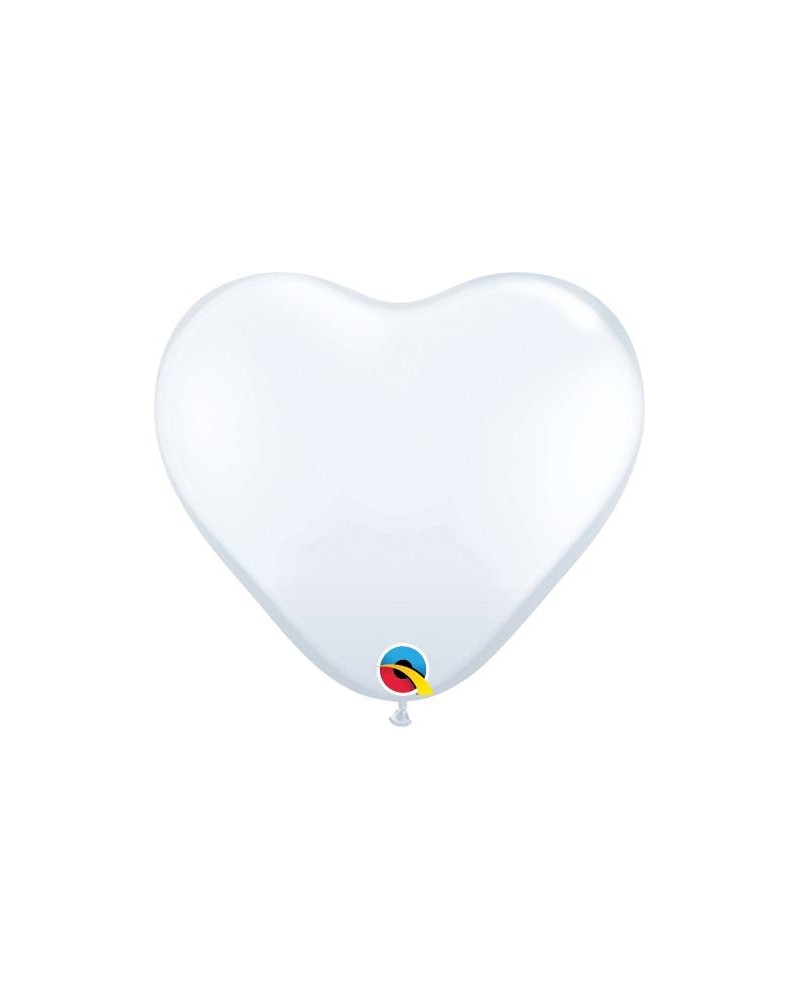 6" Qualatex Heart Blanco - Paquete de 100